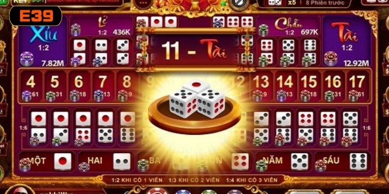 Cách tính tài xỉu E39 dựa trên tổng điểm ba viên xúc xắc